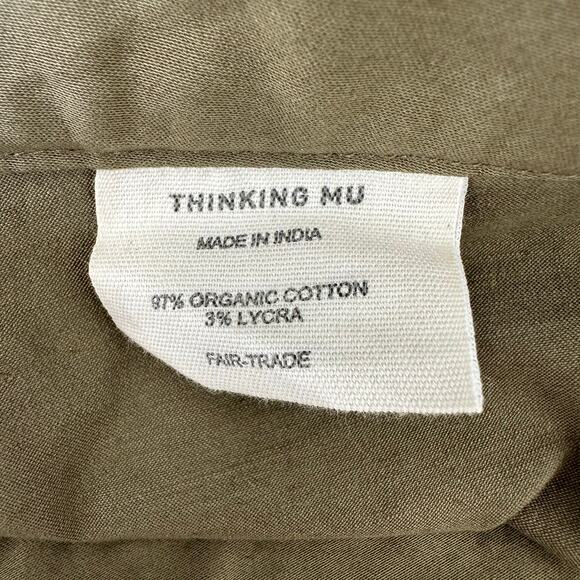 Thinking Mu Rina Pants Women Small Olive Green Carrot Mid Rise Ankle Minimalist - Picture 5 of 6